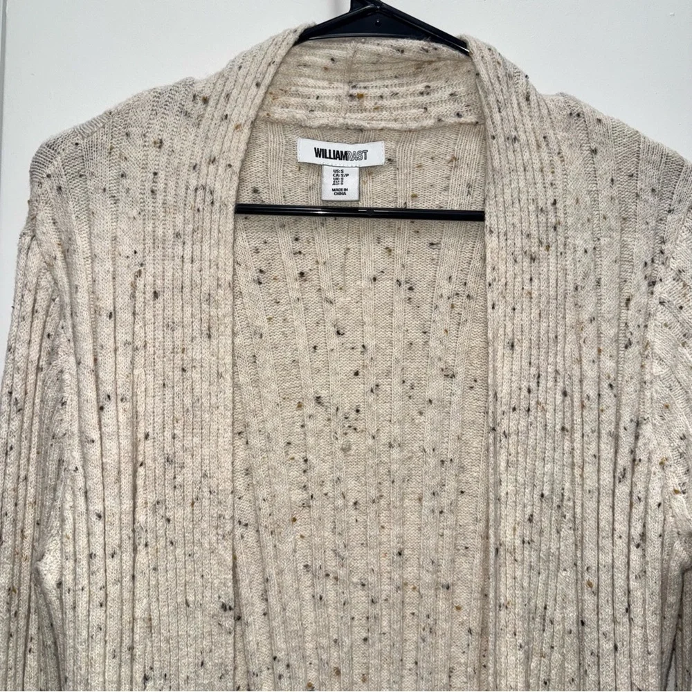 NWT William Rast Long Line Ribbed Fabric Cream Color Cardigan